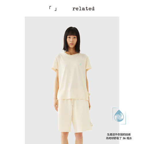 有关related|小水滴|圆领纯色短袖t恤女2025春夏宽松百搭打底上衣