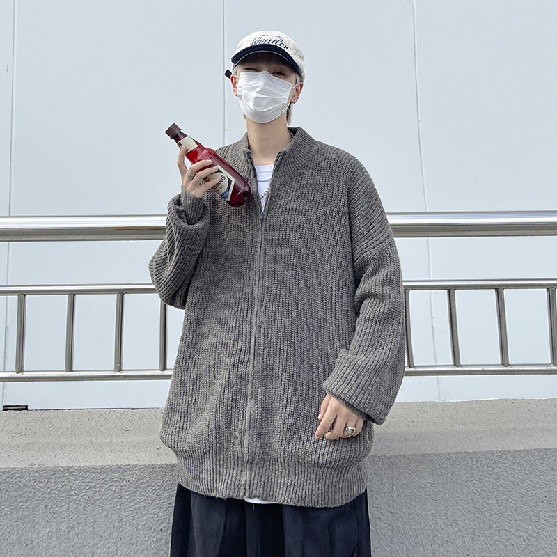 高品质韩版拉链开衫毛衣高领潮流宽松加厚针织衫外套男MY2207p50,男装针织衫/毛衣,电商D315