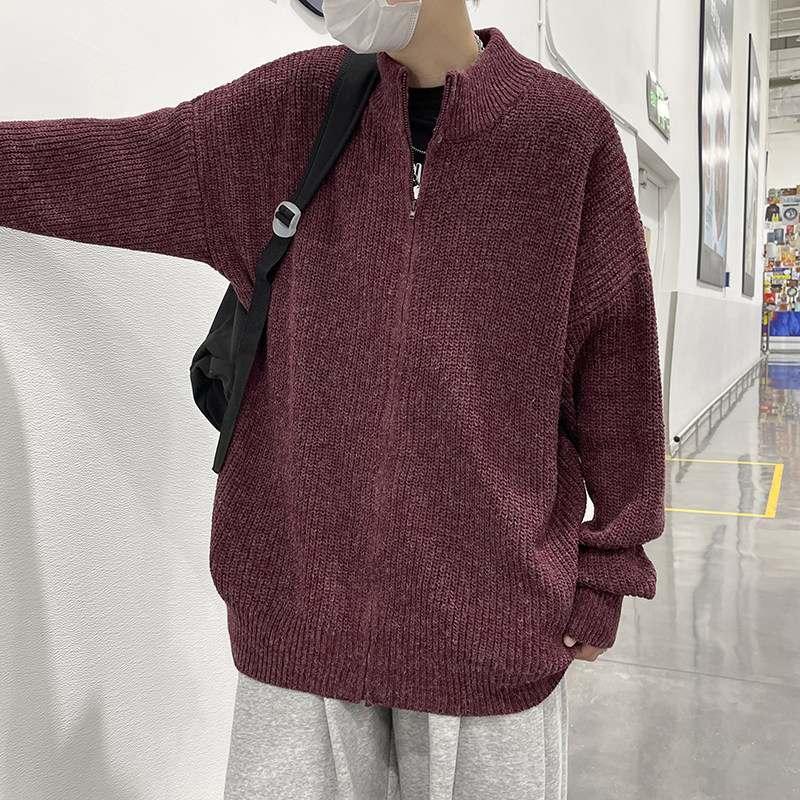高品质 韩版拉链开衫毛衣高领潮流宽松加厚针织衫外套男MY2207p50图片