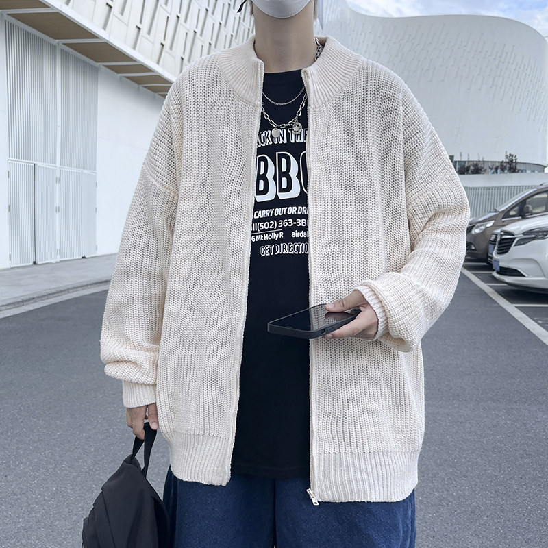 高品质韩版拉链开衫毛衣高领潮流宽松加厚针织衫外套男MY2207p50,男装针织衫/毛衣,电商D315