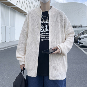 高品质 韩版拉链开衫毛衣高领潮流宽松加厚针织衫外套男MY2207p50图片