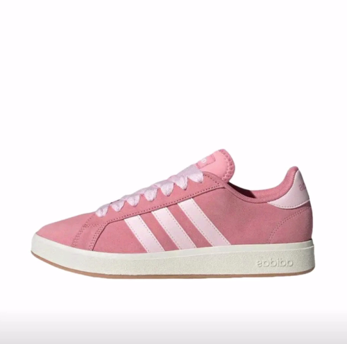 adidas Grand Court Base 00s 休闲系列 低帮板鞋男女同款粉色