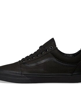 Vans 板鞋 防滑 黑色 圆头 春秋冬 平跟 织物 低帮 男女通用 系带