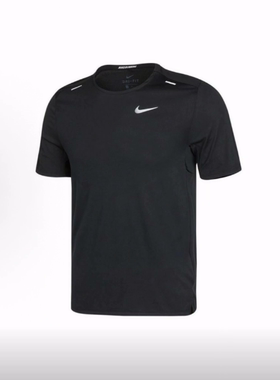Nike Dri-Fit Rise 365透气柔软短袖跑步印花短袖跑步T恤男款黑色