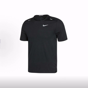 Nike Dri-Fit Rise 365透气柔软短袖跑步印花短袖跑步T恤男款黑色