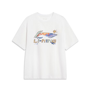 李宁 T恤 常规 棉70% 聚酯纤维30% 短袖 圆领 宽松 手绘 直筒 男