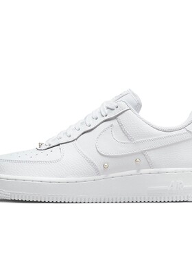 【攀登】 Nike 板鞋 圆头 系带 皮革 女 四季通用 低帮 白色 平跟