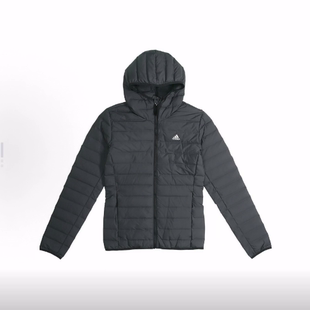 碳黑 男款 adidas 防寒保暖运动连帽羽绒服外套户外绗缝轻薄冬季