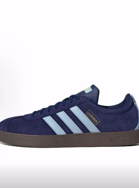 adidas VL COURT 2.0 舒适百搭薄底 低帮 板鞋 男女同款 蓝色