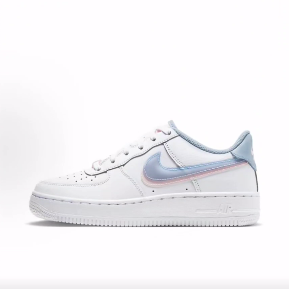 Nike Air Force 1 Double Swoosh 合成革 双钩 低帮 儿童板鞋