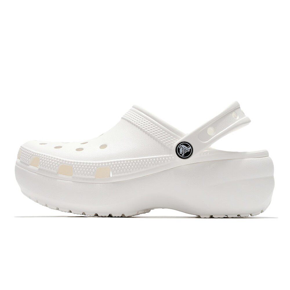 Crocs 洞洞鞋 女 套脚 包头 厚底 白色 春夏秋 EVA