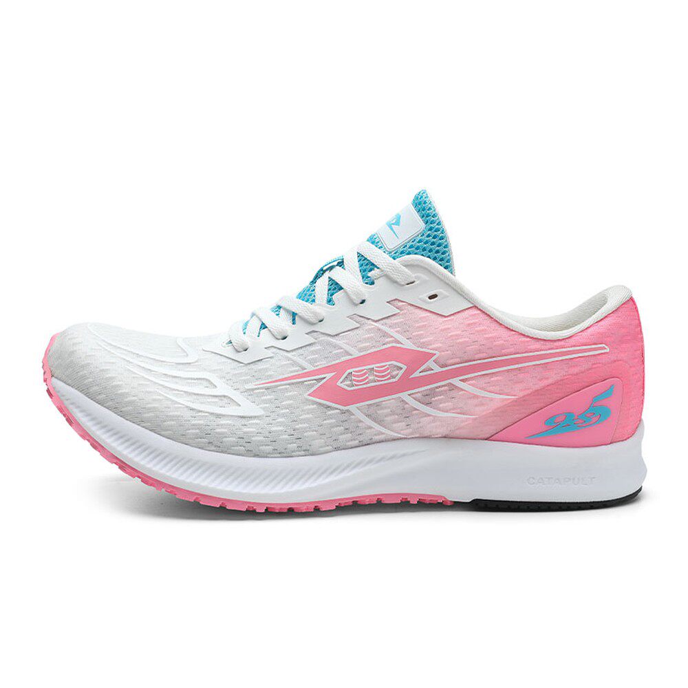 弹射者 跑步鞋 粉色 平跟 系带 塑胶跑道公路 减震防滑耐磨