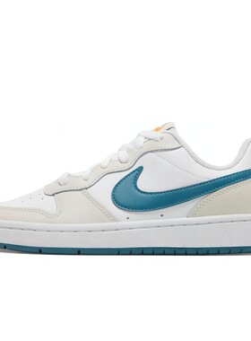 Nike 儿童板鞋 秋夏春冬 皮革 防滑减震耐磨 圆头 低帮 蓝色 白色