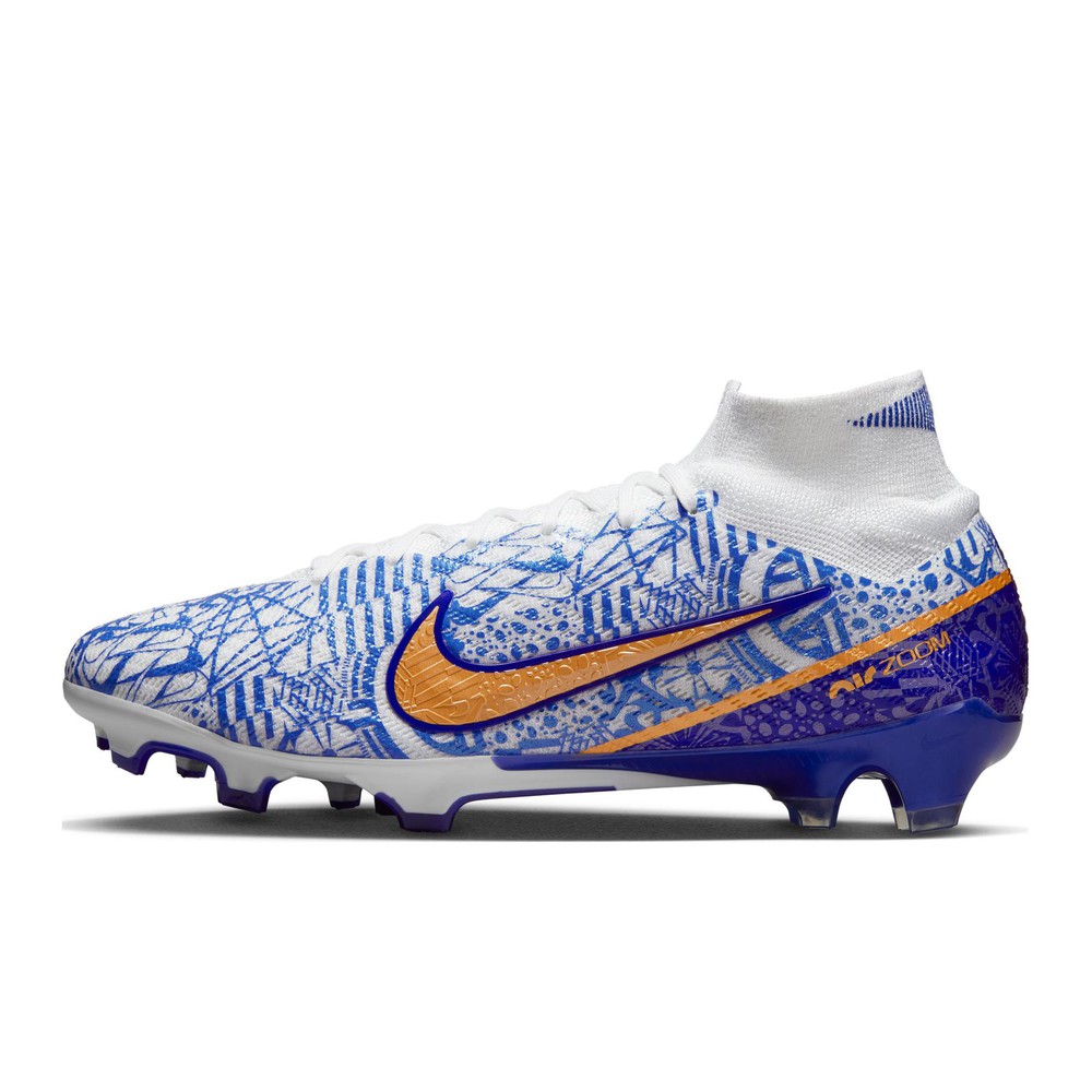 【攀登】 Nike 足球鞋 男 中帮 系带 防滑 圆头 白色 蓝色 平跟