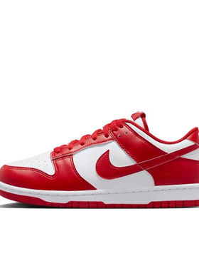 Nike Dunk 皮革 舒适百搭 防滑耐磨 低帮 板鞋 男女同款 红白色