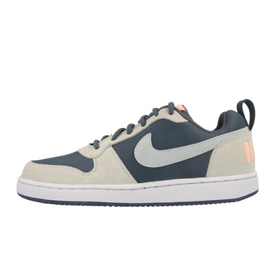 Nike 板鞋 平跟 圆头 织物皮革 系带 低帮 女 青色 防滑 四季通用