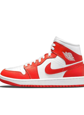 JordanAir Jordan 1 mid拼接防滑减震中帮复古篮球鞋女款哈瓦那红