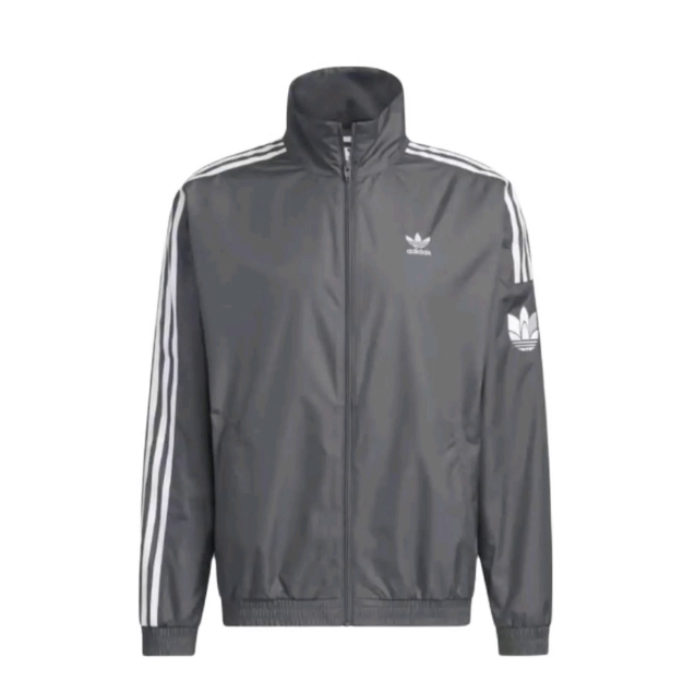 adidas originals 三叶草系列立领拉链长袖夹克外套男女同款深灰