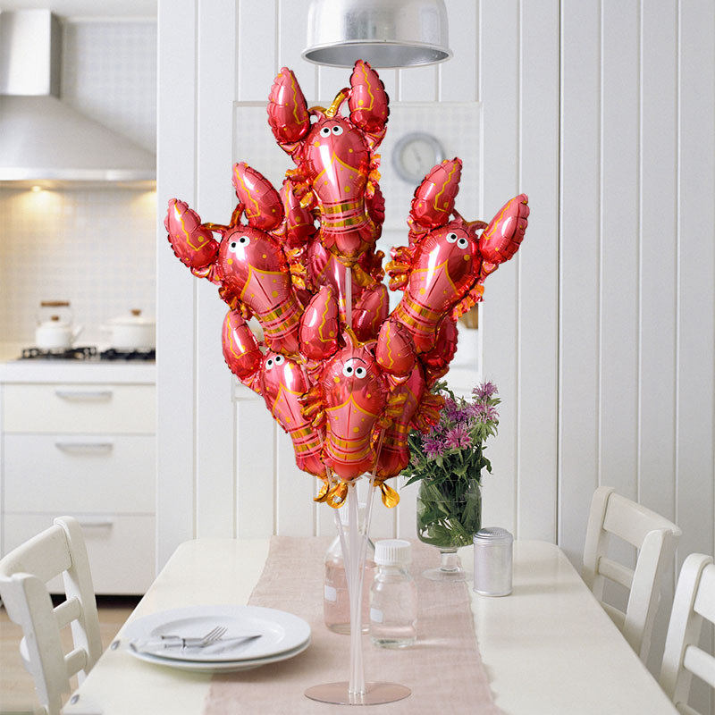 龙虾铝膜气球展示架大排档海鲜馆店铺餐厅装饰桌飘饭店布置活动