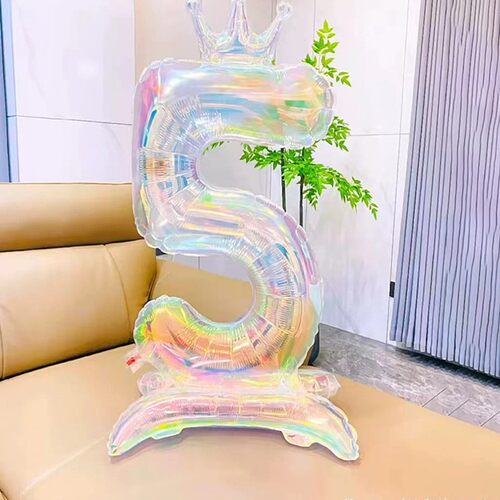 彩虹渐变皇冠数字单身派对装饰