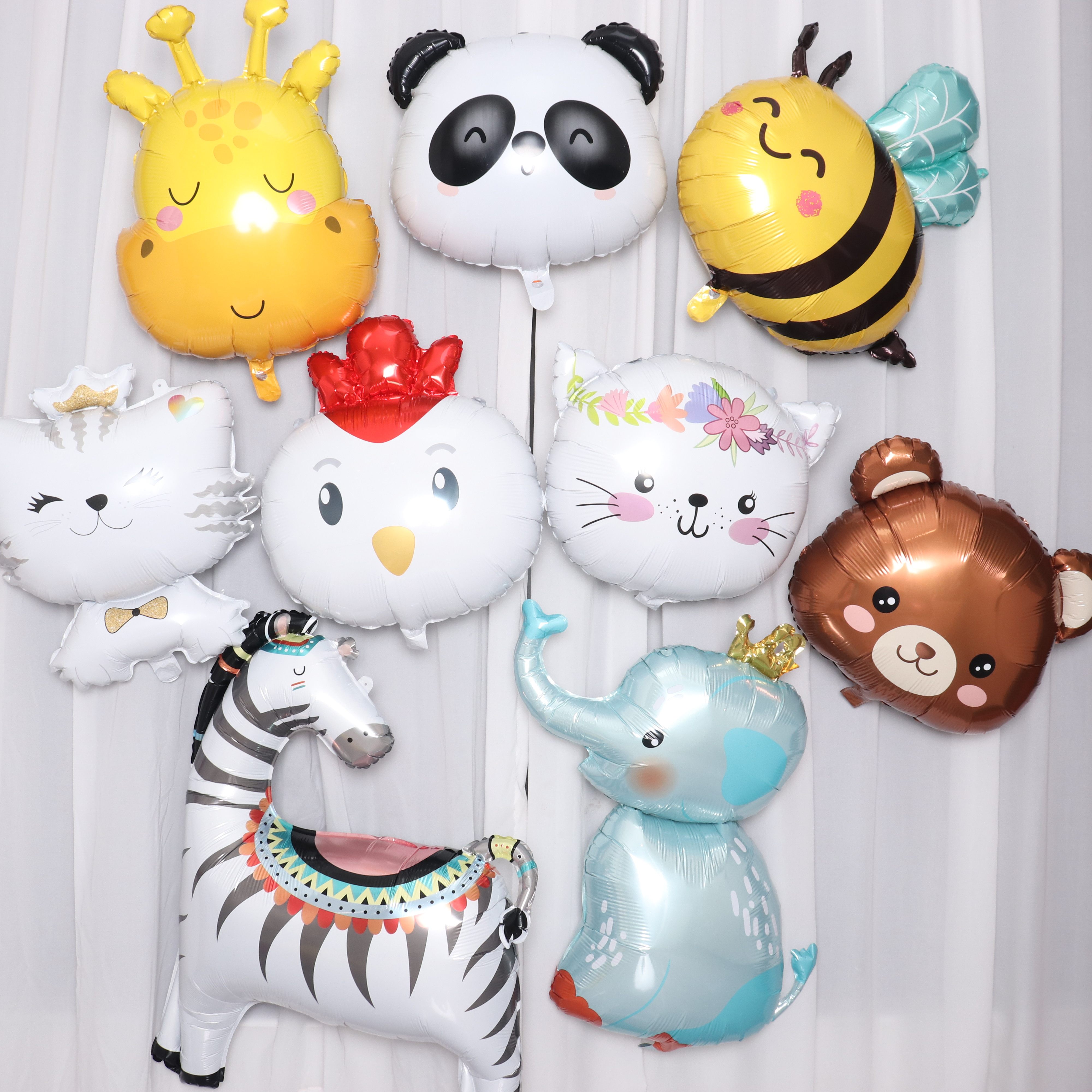 动物生日派对装饰卡通可爱装饰拍照道具丛林狮子狮子象浣熊长颈鹿