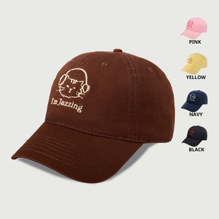 纯棉显脸小软顶刺绣百搭棒球帽鸭舌帽子 爵士小猫 Narwal Music