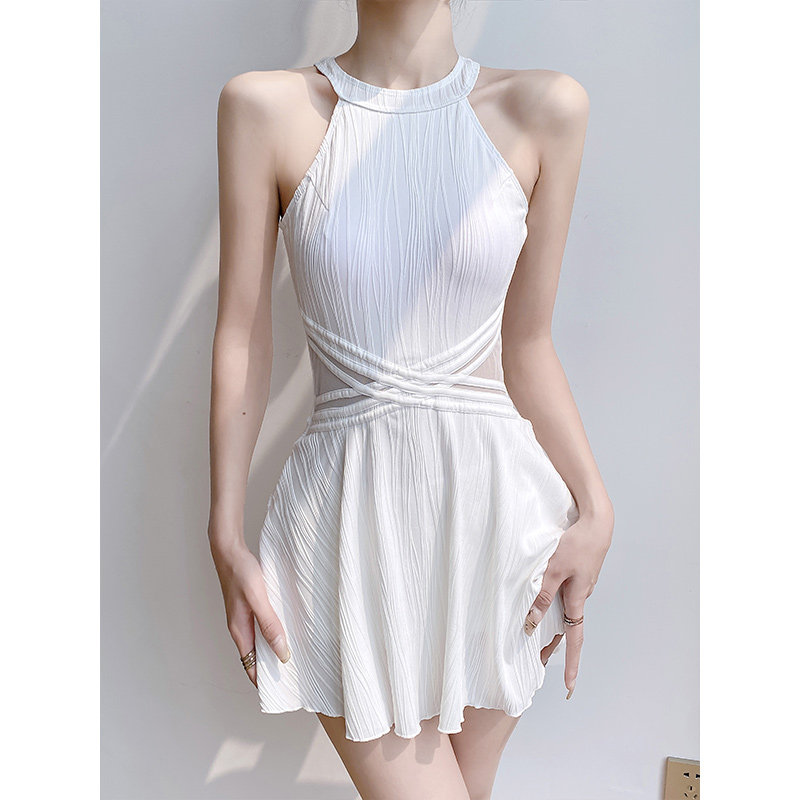 白色爆款连体绝美泡温泉泳衣女款高级感2025年新款遮肚女士游泳装