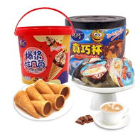 真巧爆浆旋风筒巧克力夹心饼干粒蛋筒2个装