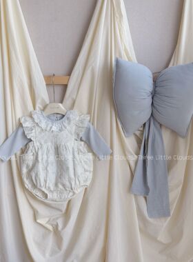 三小朵2742【海盐碎碎】春秋婴幼可爱包屁套装学碎花蓝色打底+哈