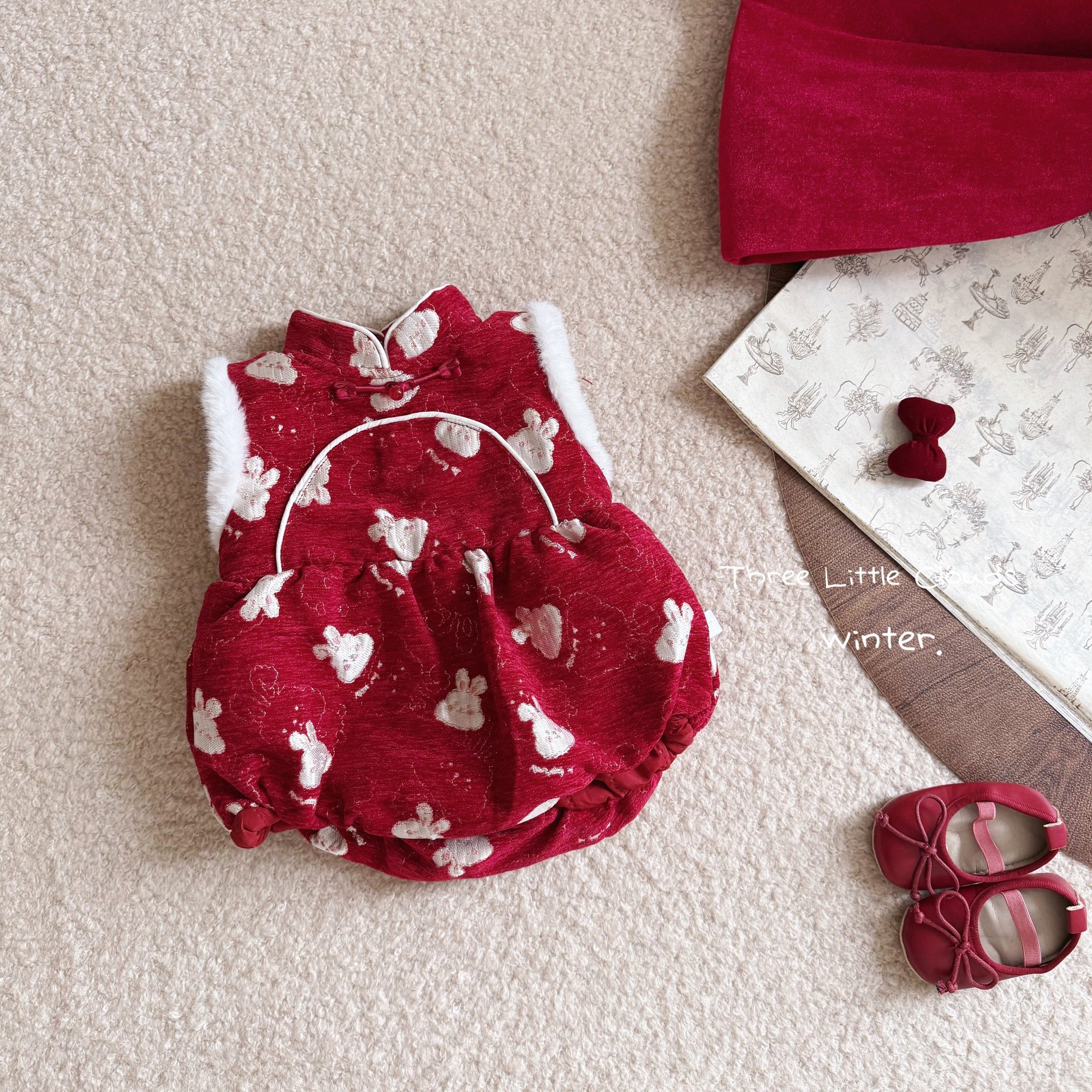 三小朵2931【迎春小兔】女宝新年红色加绒加厚可爱兔子包屁哈衣,童装/婴儿装/亲子装,套装,淘宝优惠券,粉丝福利购,淘宝优惠卷