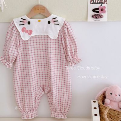 三小朵2694【晚安kitty】婴幼儿女童宝宝秋款kitty连体衣爬服家居