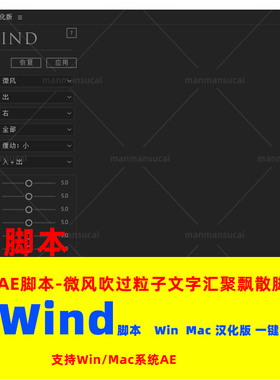 59-AE脚本AEscripts Wind脚本微风吹过粒子文字汇聚飘散脚本汉化