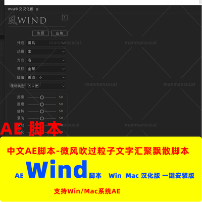59-AE脚本AEscripts Wind脚本微风吹过粒子文字汇聚飘散脚本汉化