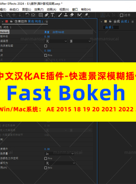 (d52)AE插件-快速景深模糊插件专业版Fast Bokeh Win汉化版Mac英
