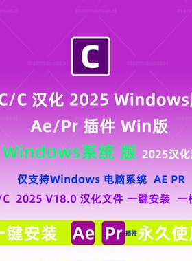 汉化Win版AE/PR BCC插件2025.18视觉特效转场幻影粒子Continuum