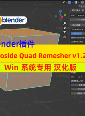 Blender插件Win版自动拓扑重构网格Exoside QuadRemesher v1.2.3