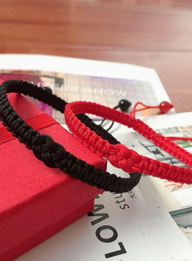 民族风转运手绳手工黑红红绳礼物