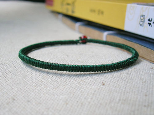 本命年金刚结红绳墨绿色编织手链