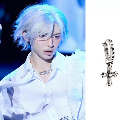 十字架情侣耳饰AARONX925银嘻哈