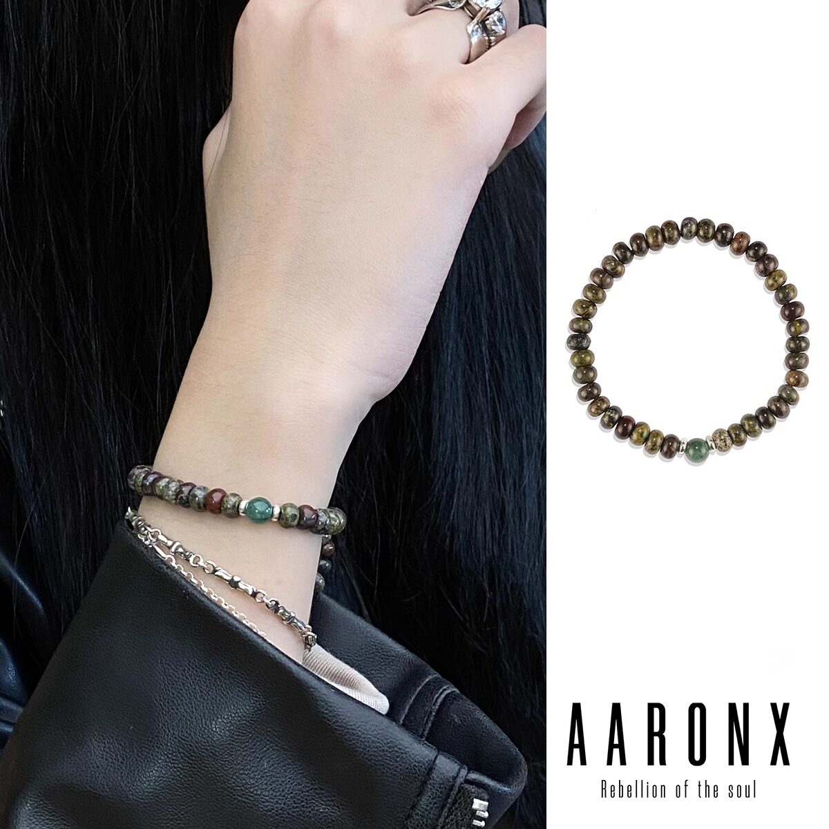 aaronx原创设计小众珠串龙血石925银隔珠手工手链手串