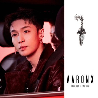 宝剑耳钉AARONX925银朋克风通用