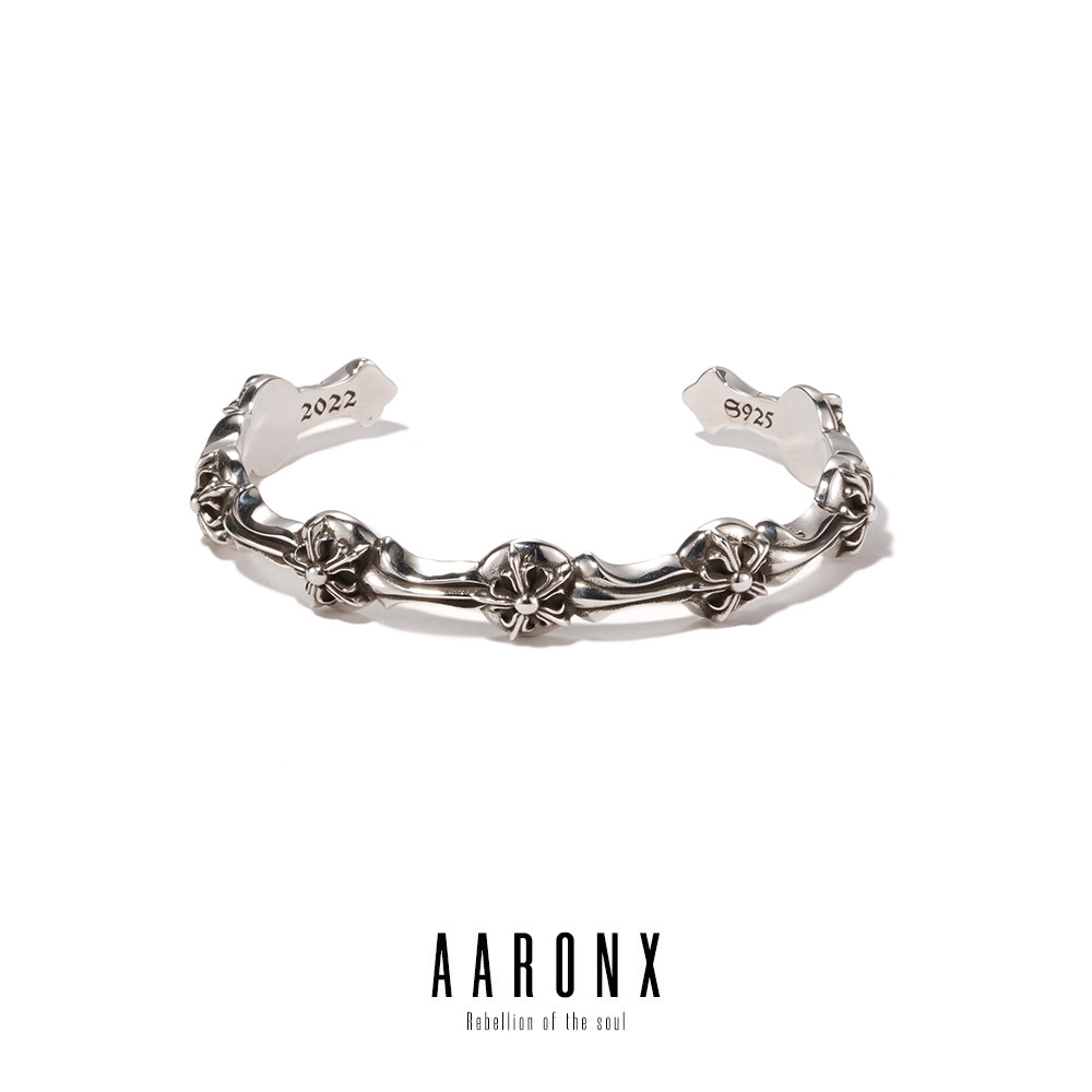 AARONX欧美925银做旧手镯