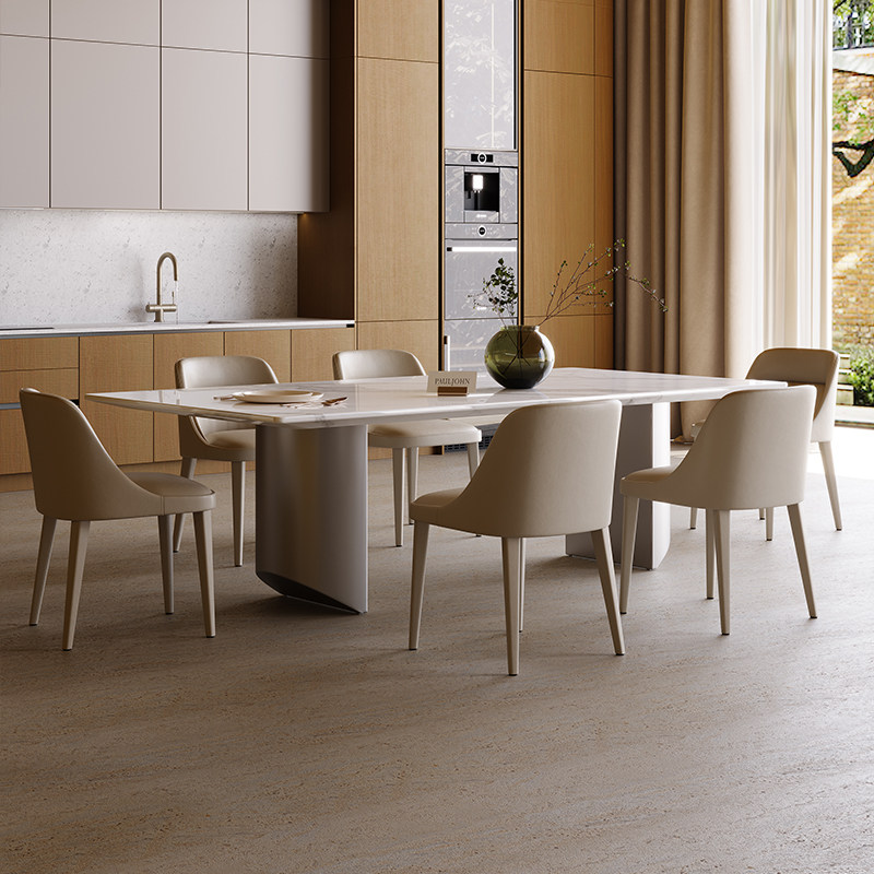 PAULJOHN极简轻奢大理石餐桌长方形天然奢石餐桌椅设计师款大平层,住宅家具,大理石餐桌,淘宝优惠券,粉丝福利购,淘宝优惠卷