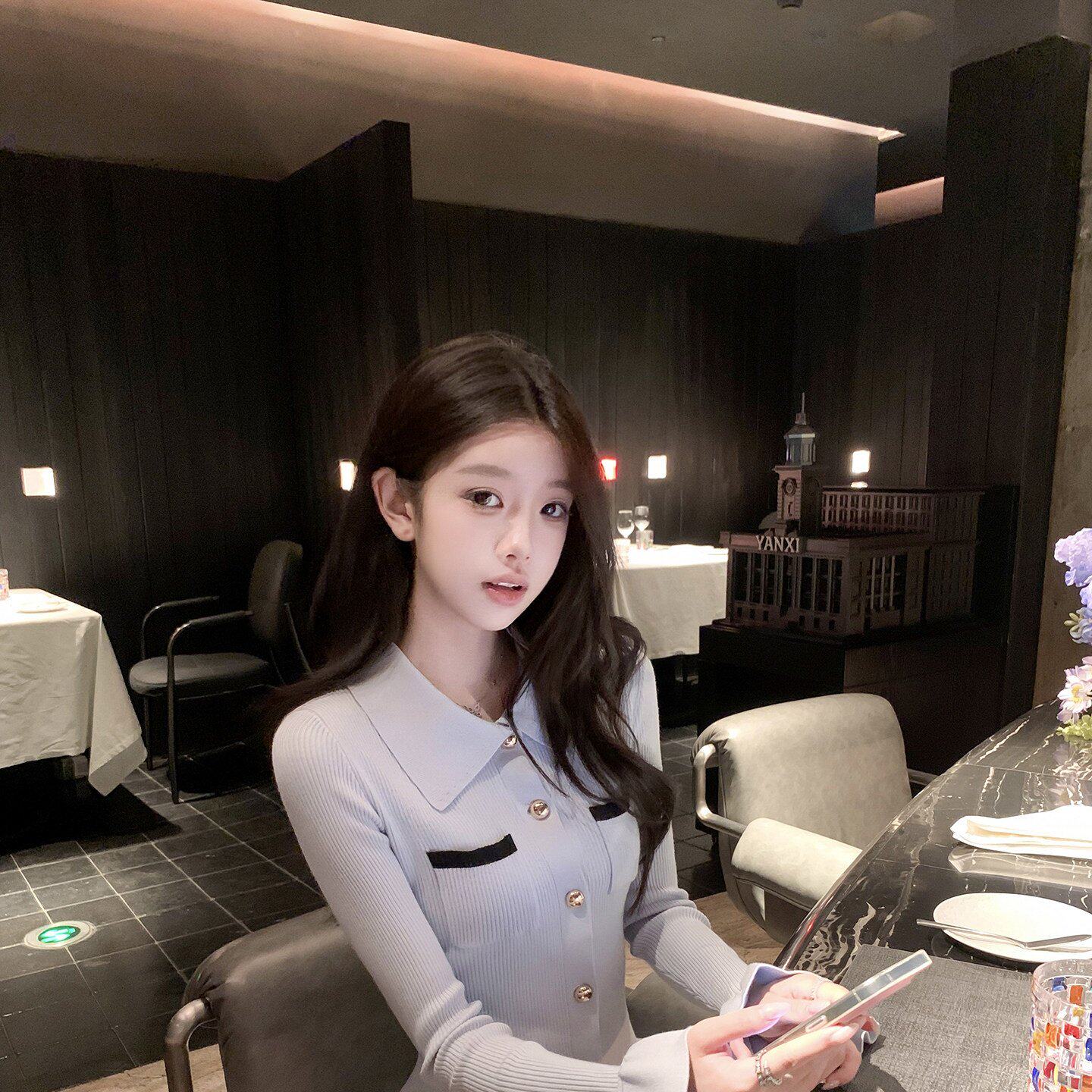 若语定制 娇娇女友 sef 祖鹅喇叭袖连衣裙气质名媛高腰修身毛衣裙