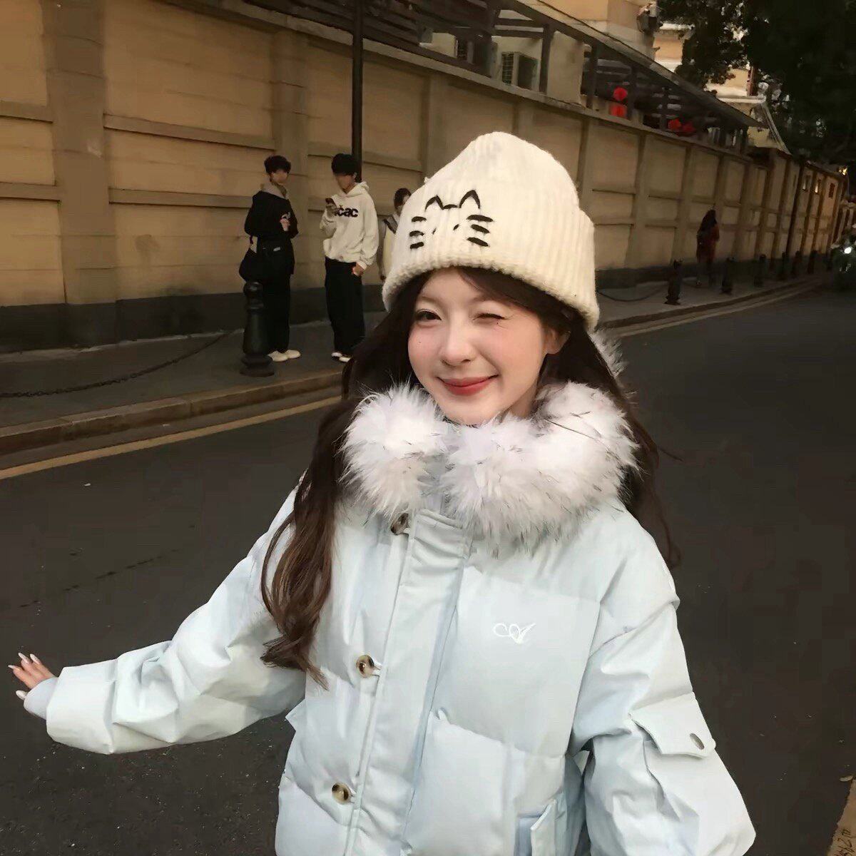 美式毛领连帽羽绒棉服女2026新款冬季加厚保暖宽松派克服棉衣外套