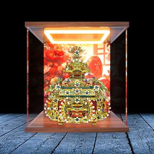 亚克力收纳盒适用拼酷十里红妆点翠妆奁3D立体拼图金属模型回灯款