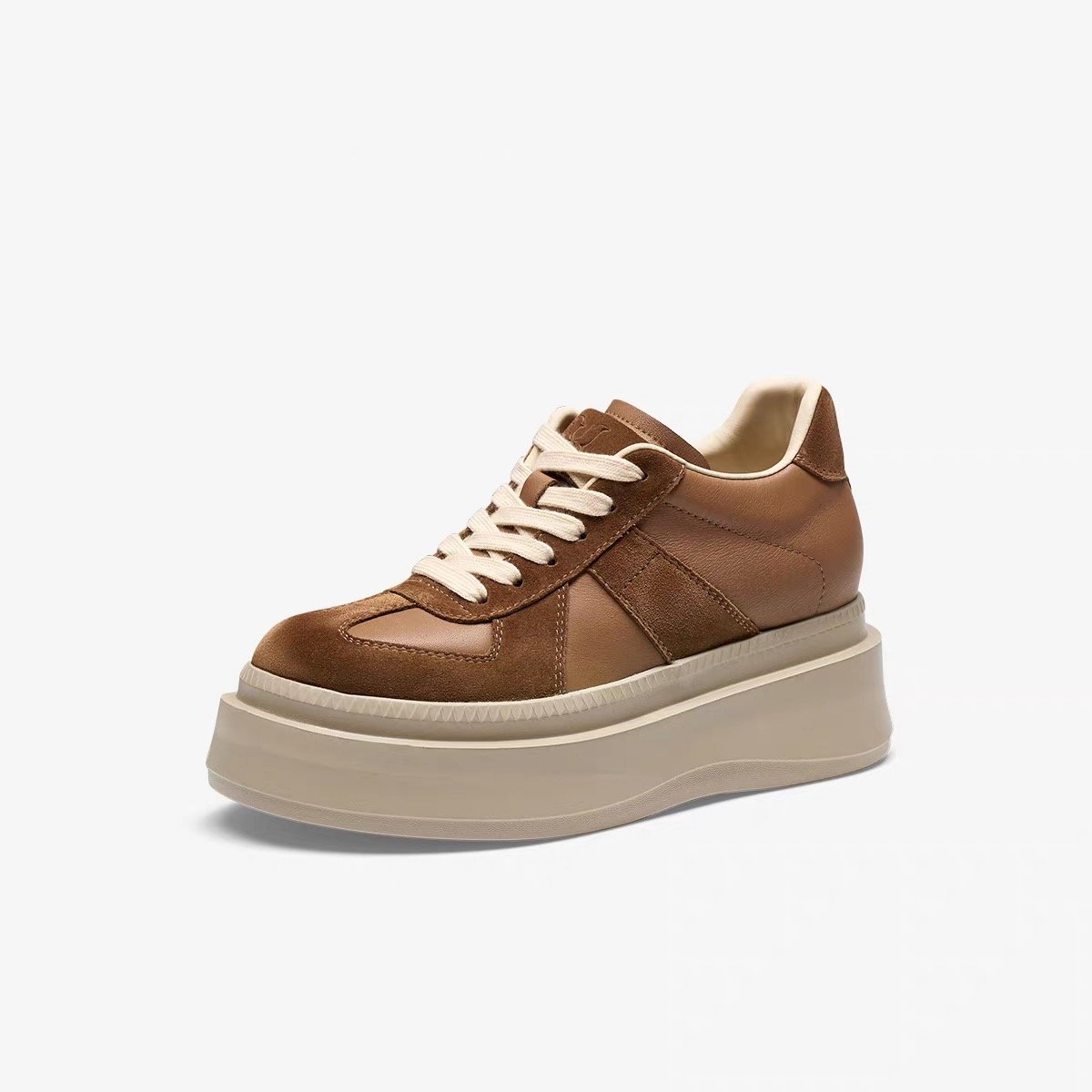 李晟同款德训鞋2025新款厚底增高高跟深口系带女单鞋TA43598-50