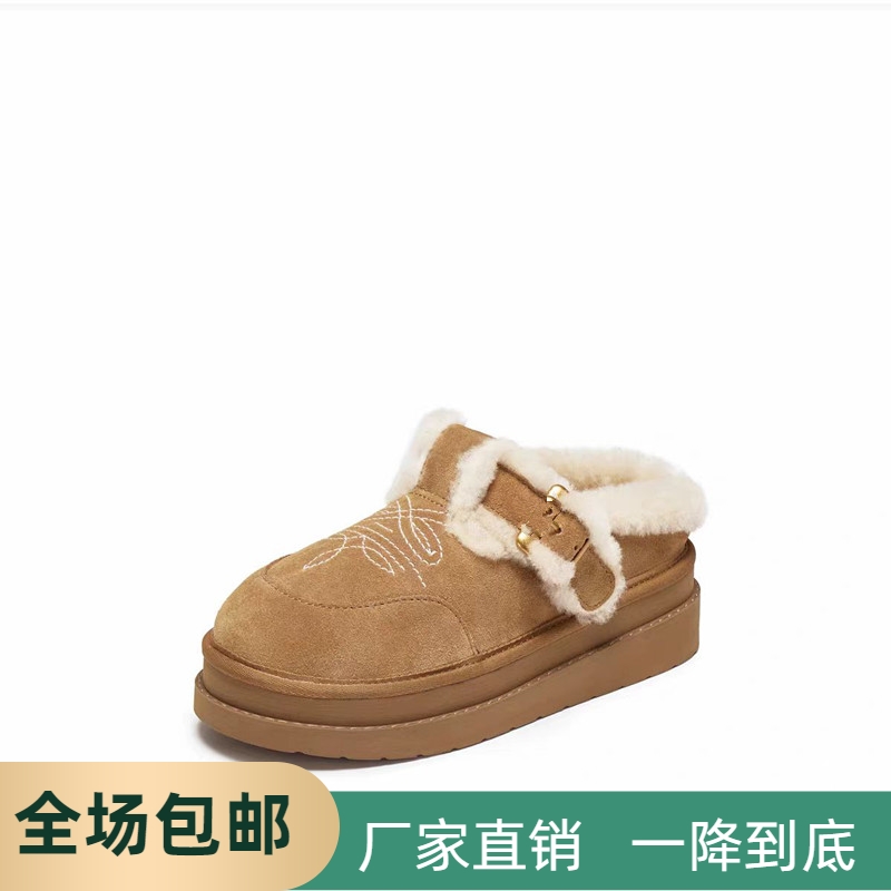 商场同款2025新款复古博肯鞋保暖加绒毛毛鞋女鞋女拖鞋EIY04DH5