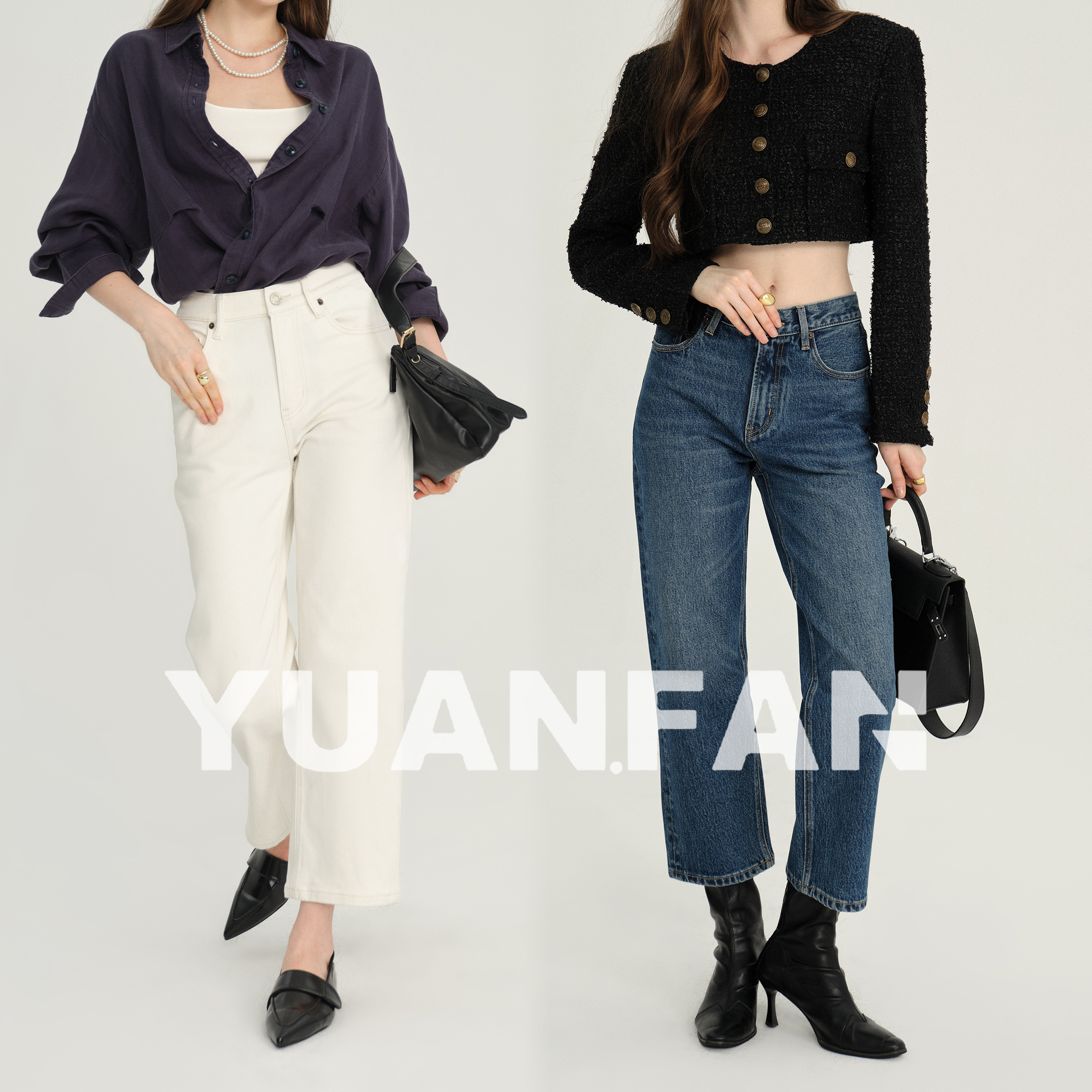 复古直筒牛仔裤女九分烟管裤