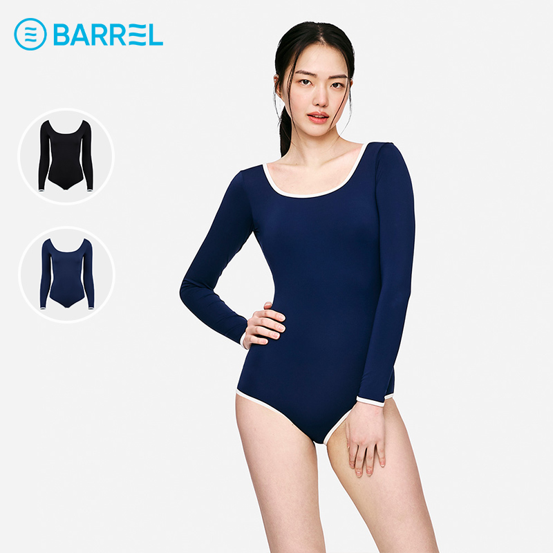 韩国BARREL 2025新款女士沙滩连体泳衣海边度假长袖防晒游泳衣